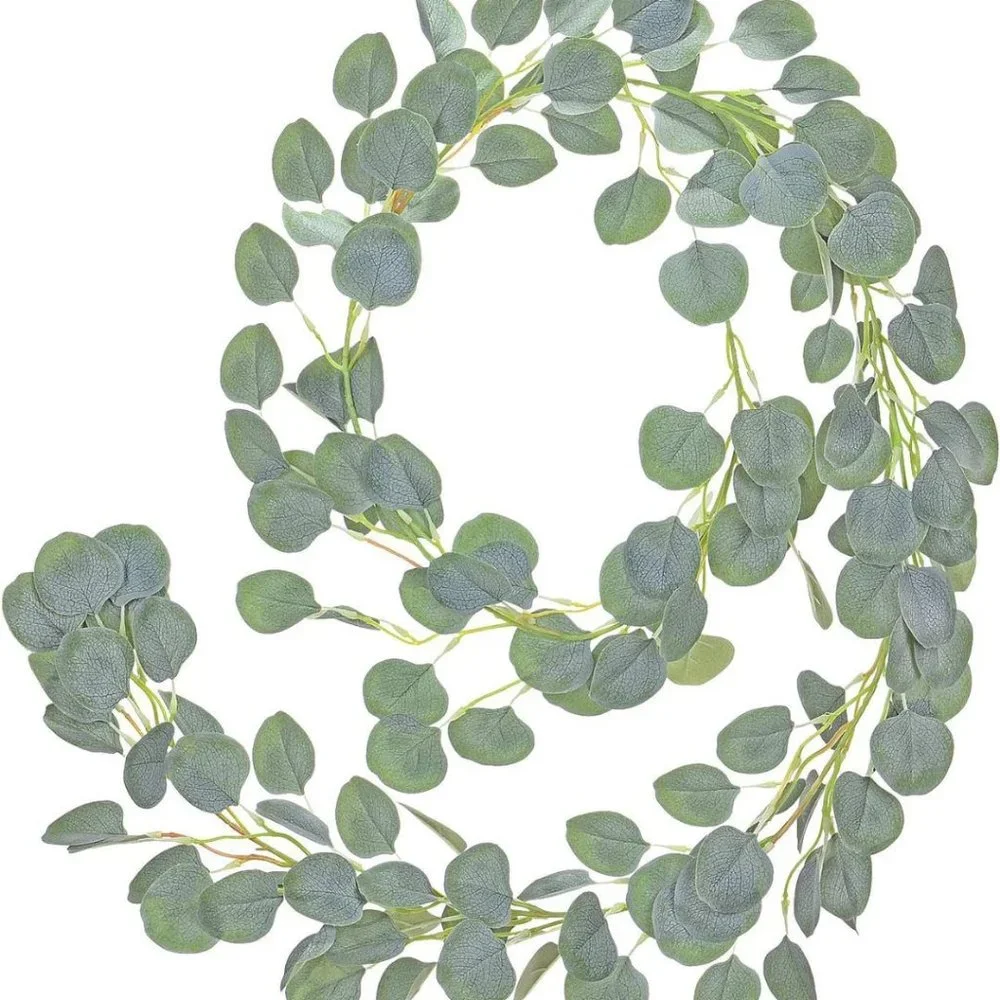 2PCS Artificial Eucalyptus Garland Faux Silk Eucalyptus Leaves Vines